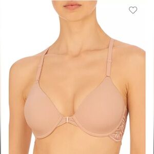 NWOT NATORI Underwire Front Close Contour Bra In Rose/ White Size 32D
